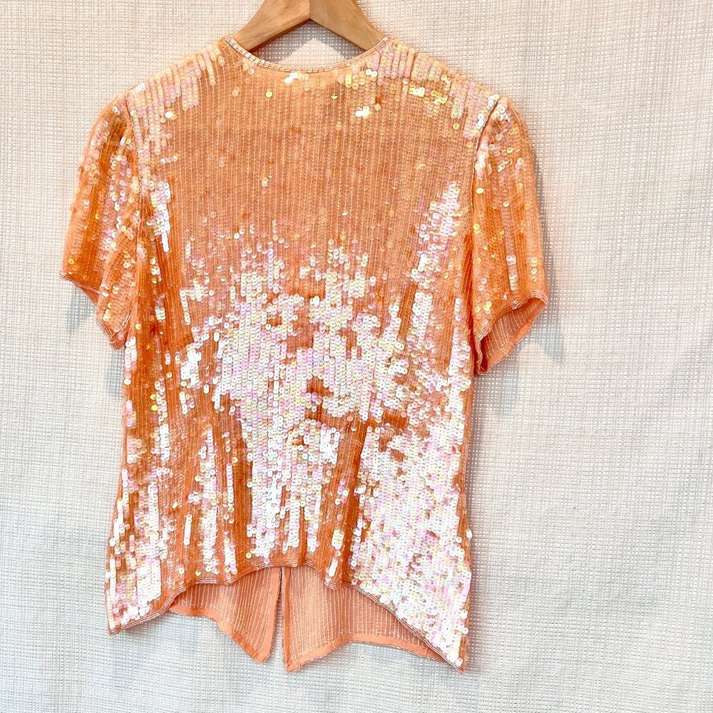 Vintage Rare Victor Costa Glamorous Sequins Beaded Top Glam 80s Sequins 24/7 - Picture 4 of 16